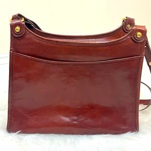 Brahmin Vintage Cognac Smooth Leather Structured Shoulder Bag